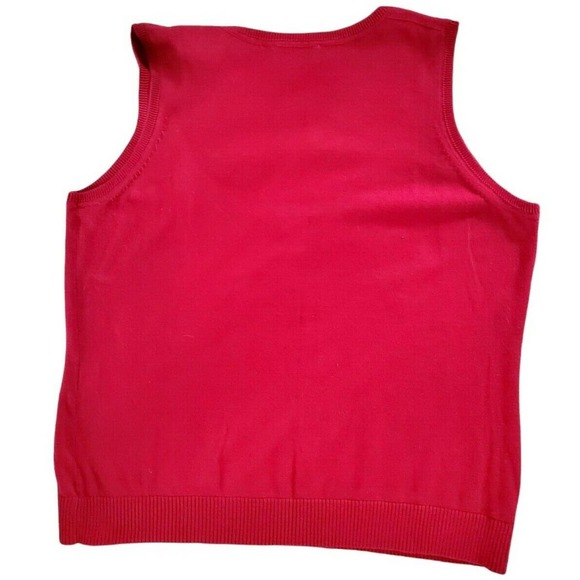 Talbots Woman Petites Lightweight Cotton Red V-Neck Sweater Vest Sz 1X - Picture 2 of 4